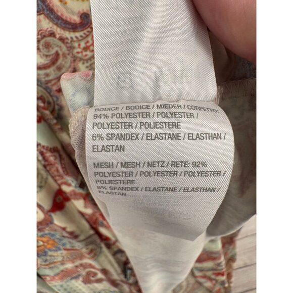 Attitudes by Renee Paisley Print Sleeveless Maxi Dress Women's M Cream/Red/Blue - Picture 9 of 11